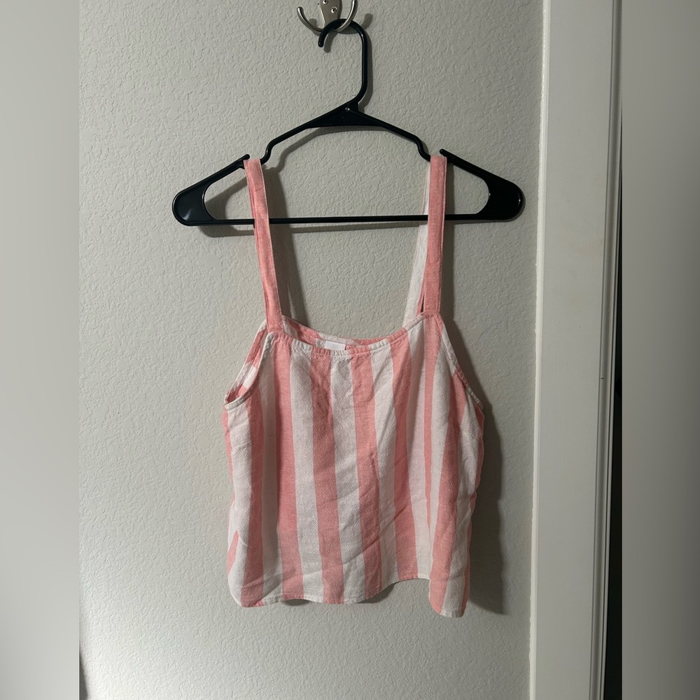 Pink white striped top